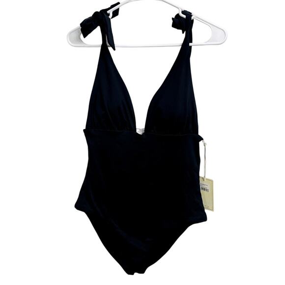 NWT Anthropologie Boamar Black Tie One Piece Swimsuit Size M Feminine Luxury - Picture 1 of 4